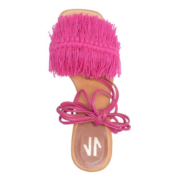 SILVIA COBOS Womens Pink Wrapping Ankle-Tie Fringed Canasto Sandals Shoes 5.5 - Picture 3 of 4